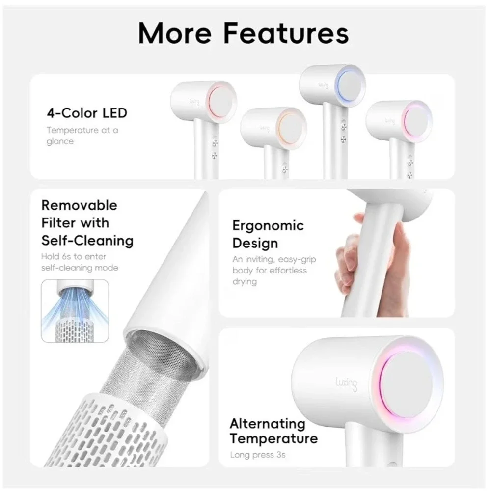 New TurboLux Ionic 200 Million Negative Ions 1500W Fast-Drying Hair Dryer